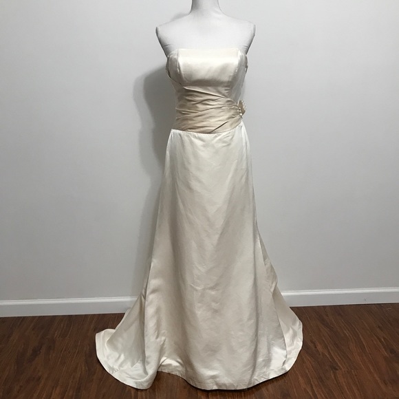 Marisa Strapless Wedding Dress, 100% Silk - Picture 1 of 16